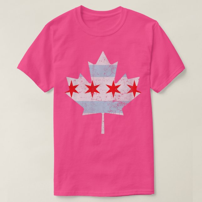 Camiseta Chicago Flag Canadian Maple Leaf Canada (Frente do Design)