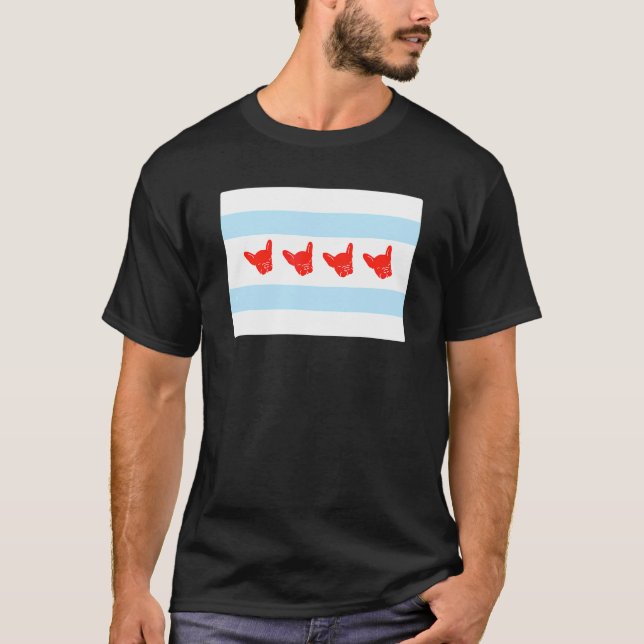 Camiseta Chicago Flag French Buldog (Frente)