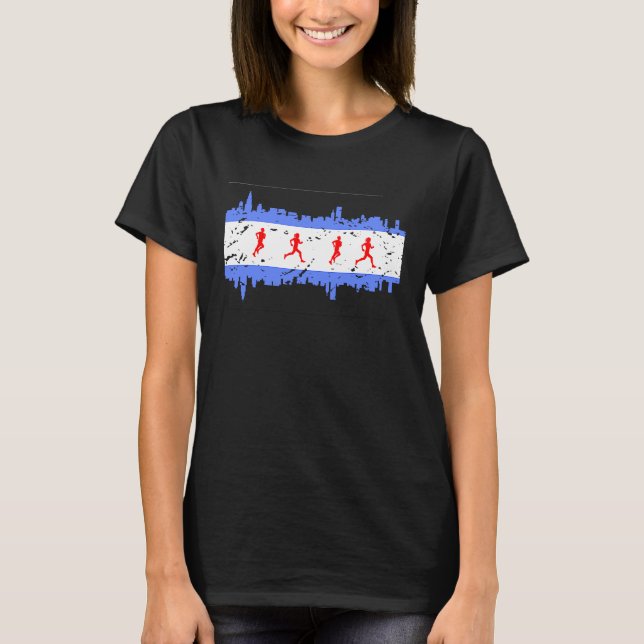 Camiseta Chicago Flag Runner Gear Chicago Running Apparel (Frente)