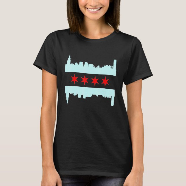 Camiseta Chicago Flag Skyline Men Mulheres Crianças (Frente)