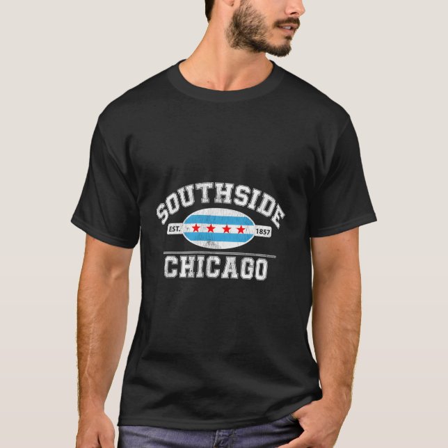 Camiseta Chicago Flag - Southside Chicago - Cidade De Chica (Frente)