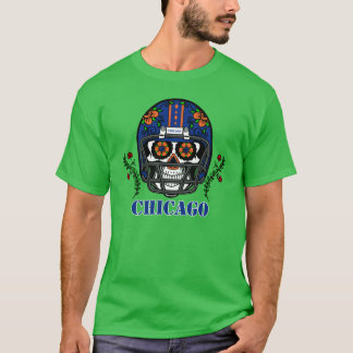 Camiseta Chicago Football Helmet Sugar Skull Day Of The Dea