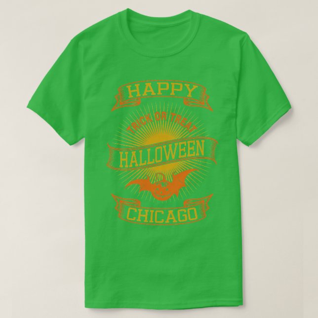 Camiseta Chicago Happy Halloween Estilo 1 (Frente do Design)