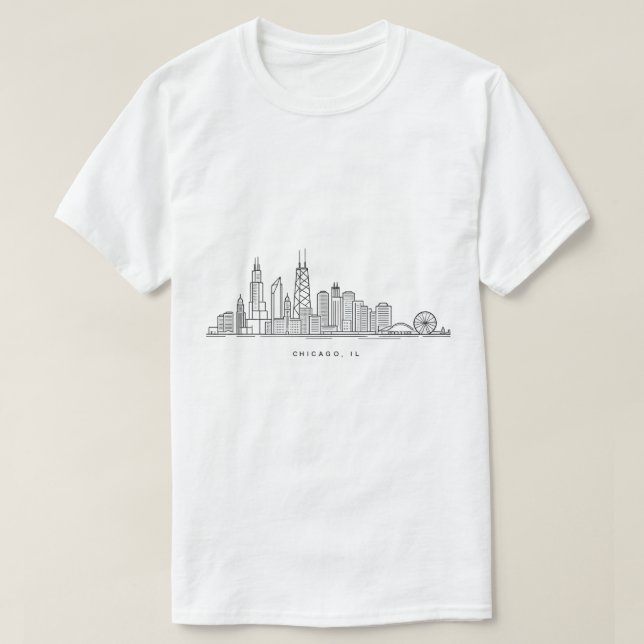 Camiseta Chicago IL Cityscape Illustration (Frente do Design)