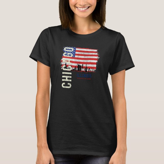 Camiseta Chicago Illinois Amerika Usa (Frente)