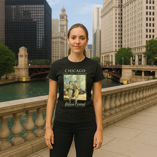 Camiseta Chicago Illinois Central Vintage 1925 Anúncio (Criador carregado)