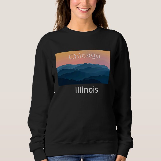 Camiseta Chicago Illinois Mountain sunset hometown (Frente)