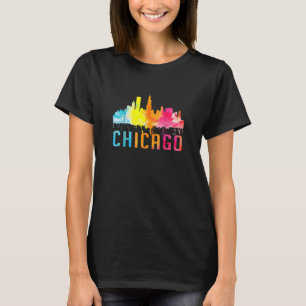 Camiseta Chicago Illinois Retro Watercolor Skyline Souvenir