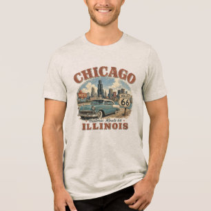 Camiseta Chicago Illinois Rota Histórica 66 Silhueta Antiga