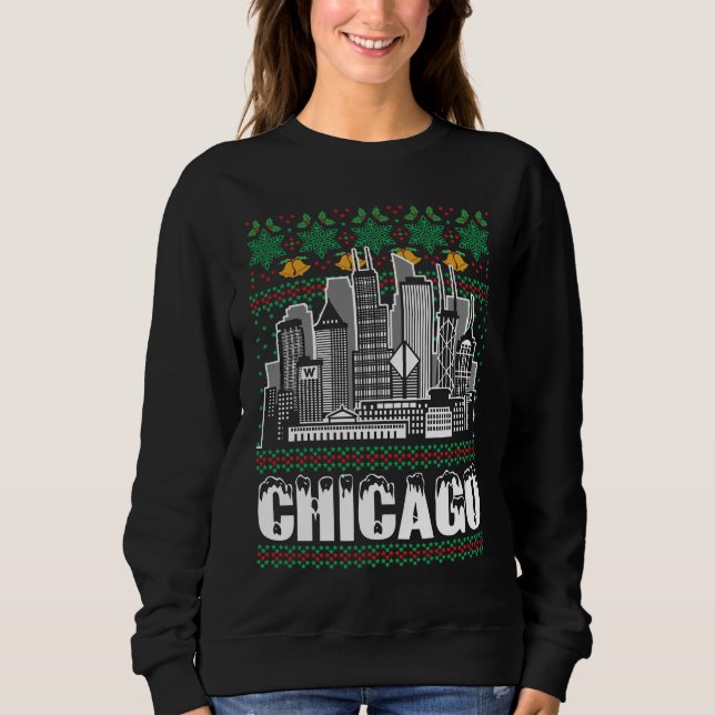 Camiseta Chicago Illinois Ugly Christmas (Frente)