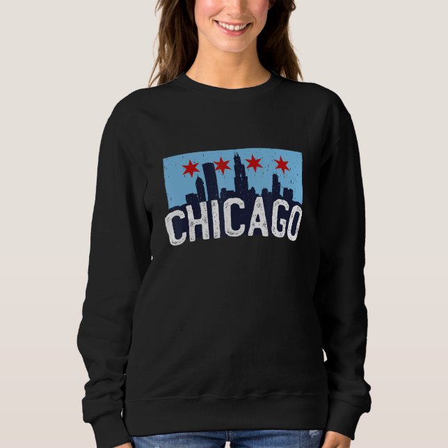 Camiseta Chicago Illinois USA City Skyline Silhouette Outli (Frente)