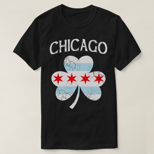 Camiseta Chicago Irish Flag Shamrock Dia de São Patrício (Frente do Design)