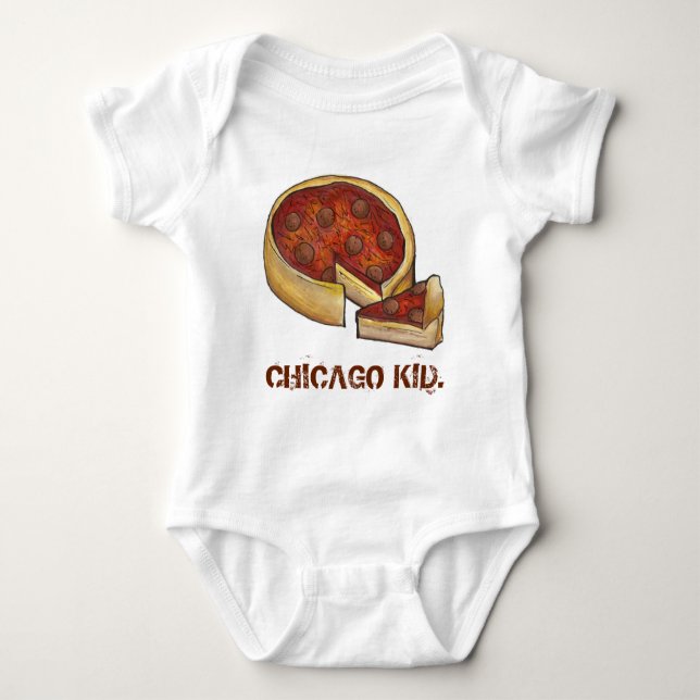 Camiseta CHICAGO KID Illinois Deep Dish Pepperoni Pizza (Frente)