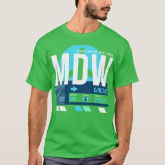 Camiseta Chicago MDW Airport Code Baggauge Tag Midway