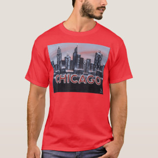 Camiseta Chicago Night Levanta letras em Red Dusk O Wi