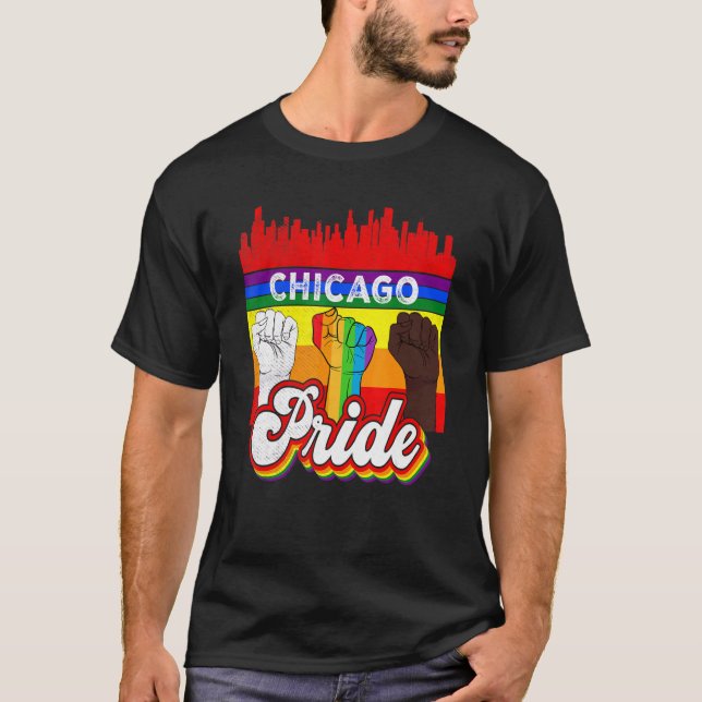 Camiseta Chicago Pride Rainbow Orgulho gay    FlagLgbt (Frente)