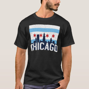 Camiseta Chicago Skyline City Flag Illinois Souvenir Gift
