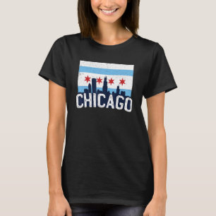 Camiseta Chicago Skyline City Flag Illinois Souvenir Gift