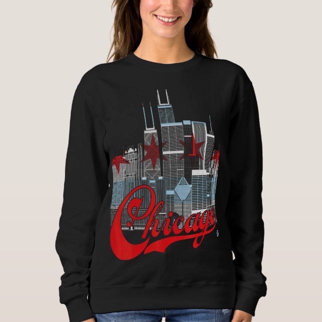 Camiseta Chicago Skyline Squared Chicago Flag (Frente)