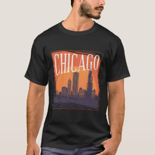Camiseta Chicago Skyline Vintage Retro Illinois Souvenir Gi