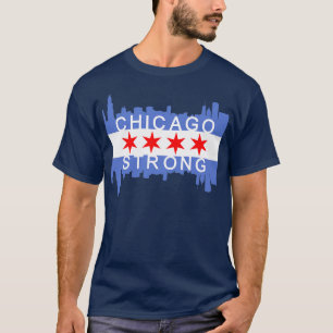 Camiseta Chicago Strong Chitown City Skyline Flag TShirt