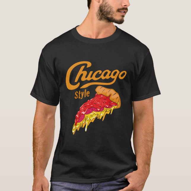 Camiseta Chicago Style Deep Dish Pan Pizza (Frente)