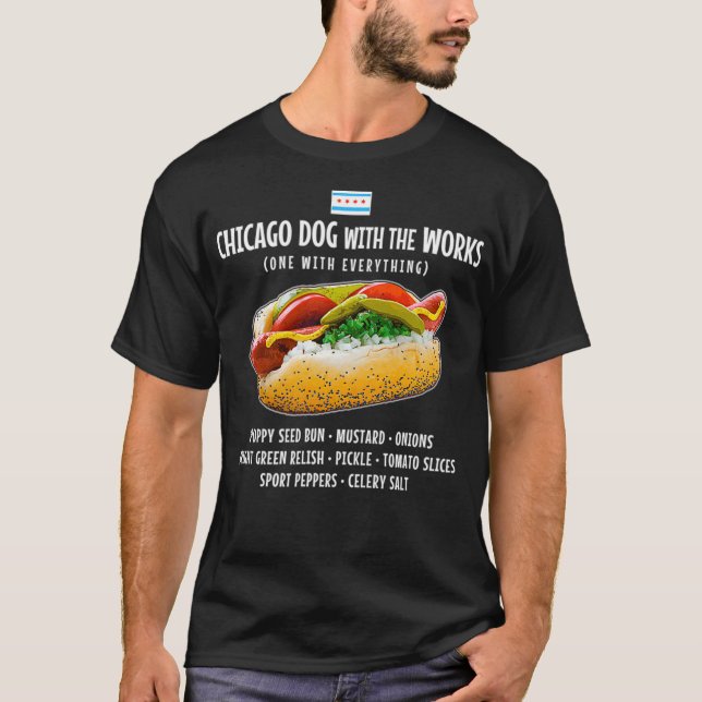Camiseta Chicago Style Hot Dog com tudo (Frente)