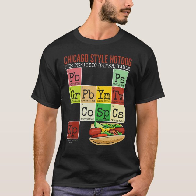 Camiseta Chicago Style Hot Dog Mesa Jantada periódica de El (Frente)