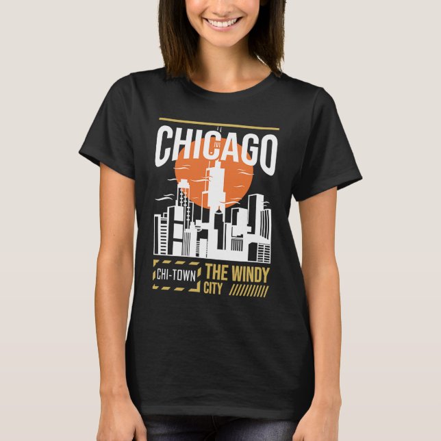 Camiseta Chicago USA Chicago Skyline I Love Chicago Chi Tow (Frente)