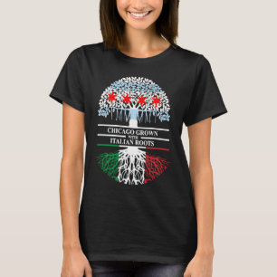 Camiseta Chicagoan Grown Italiana Roots Chicago Flag Itália