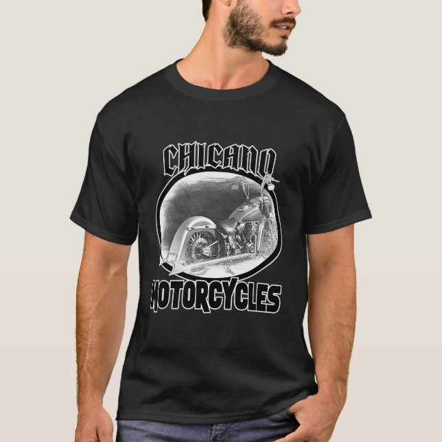 Camiseta Chicano Cholo Latino Style Biker Mens Chicano Moto (Frente)