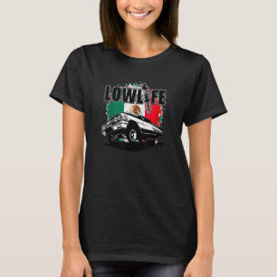 Camiseta Chicano Cholo México Flag 3 Wheelin Mens Lowrider