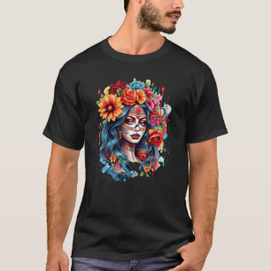 Camiseta Chicano Girl Mexico Flores Bonito 8