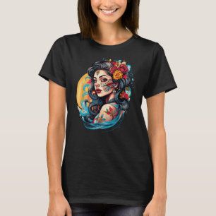 Camiseta Chicano Girl Mexico Flores Morte Bonito 2