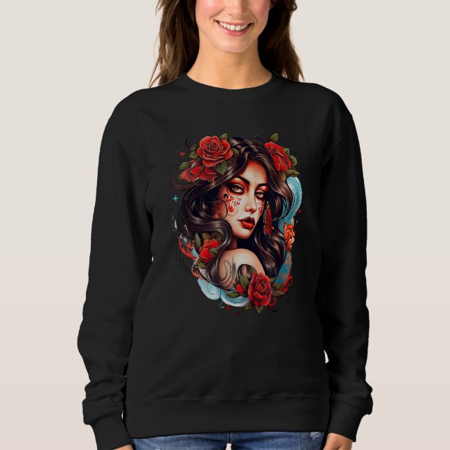 Camiseta Chicano Girl Mexico Flowers Death Pretty 14 (Frente)