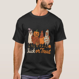 Camiseta Chick Or Treat Bruxa de Halloween Frango Assustado