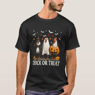 Camiseta Chick Or Treat Frango Assustador Halloween Tempora