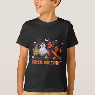 Camiseta Chick Or Treat Halloween Bruxa Boo Frango Assustad