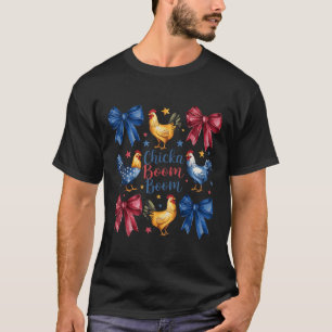 Camiseta Chicka Boom Boom Funny American Flag Chicken Graph
