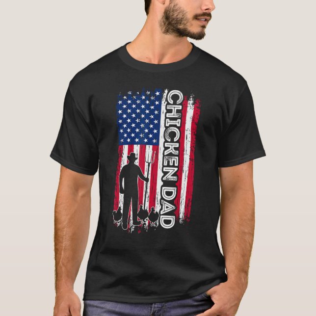 Camiseta Chicken Dad  American Flag Father s Day Patriotic (Frente)