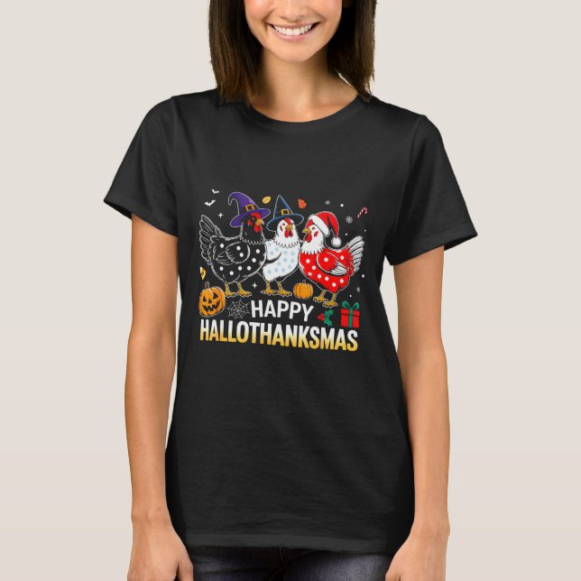 Camiseta Chicken Halloween Thanksgiving Funny Happy Halloth (Frente)