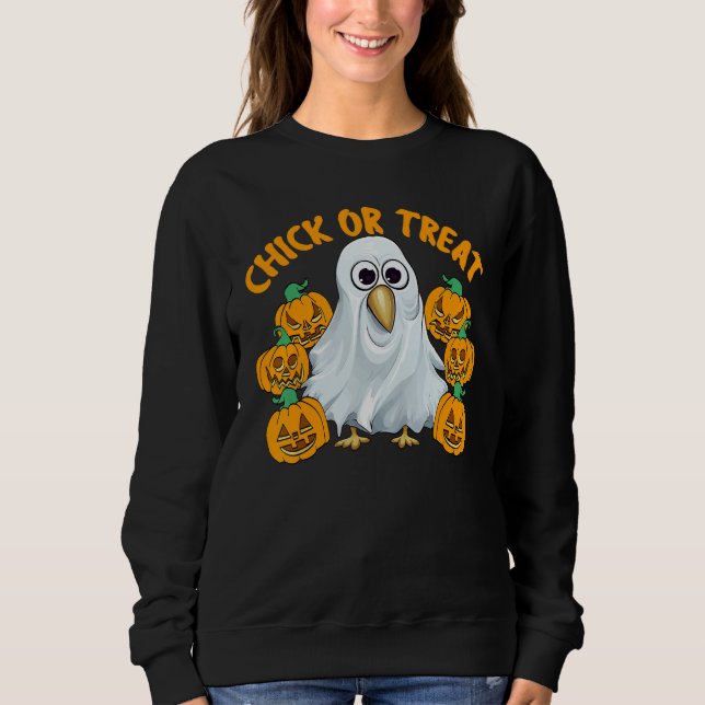 Camiseta Chicken Halloween Trick Or Treat Chicken Farmer Ro (Frente)