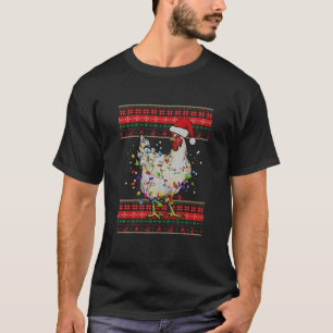 Camiseta Chicken Hat Luz Natal Família Pajama