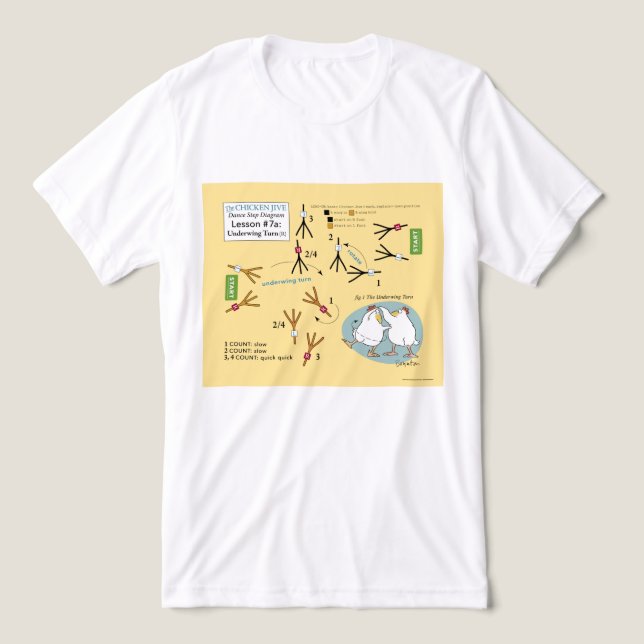 Camiseta CHICKEN JIVE DANCE STEP DIAGRAM por Sandra Boynton (Design frontal)
