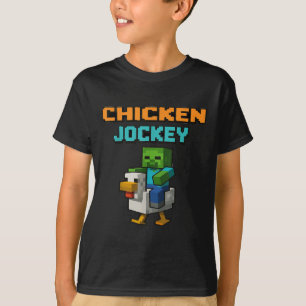 Camiseta Chicken Jockey Zombie Pixel Art Zombie Gamer Engra