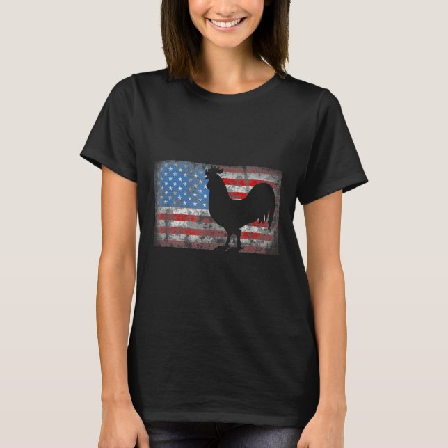 Camiseta Chicken Lover Grunge American Flag Usa (Frente)