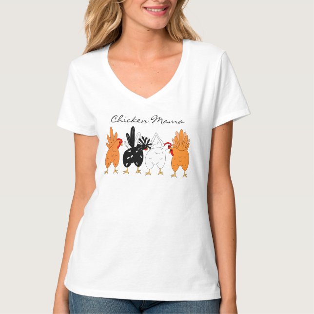 Camiseta Chicken Mama | Frentes de frango e frentes de fran (Frente)