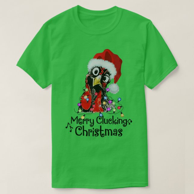 Camiseta Chicken Merry Clucking Christmas Santa Funny Xmas  (Frente do Design)