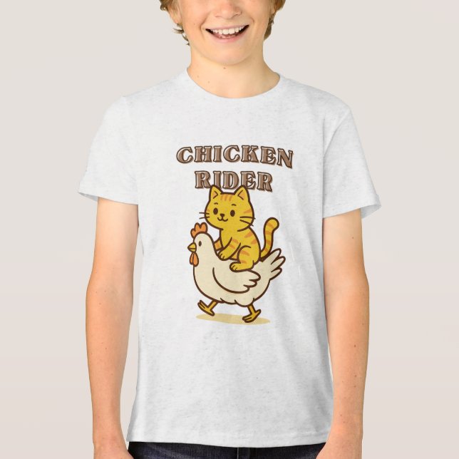 Camiseta Chicken Rider - Cartoon Chicken Engraçado (Frente)