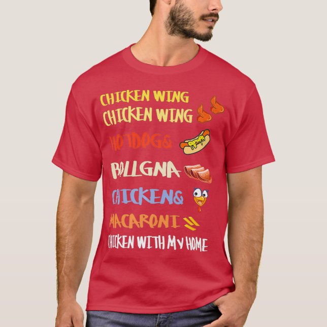Camiseta Chicken Wing Chicken Wing Hotdog e Bologna (Frente)